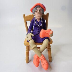Diana Manning Limited Edition Shelf Sitter Old Church Lady Purple Dress Pearls